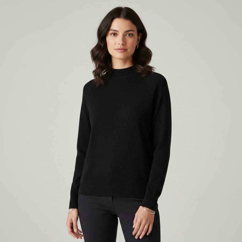 Stitches in Time Women's Black Acrylic Sweater Zip Back Very Soft Size Large